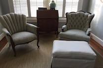 tufted back wing chair  and channel back chair