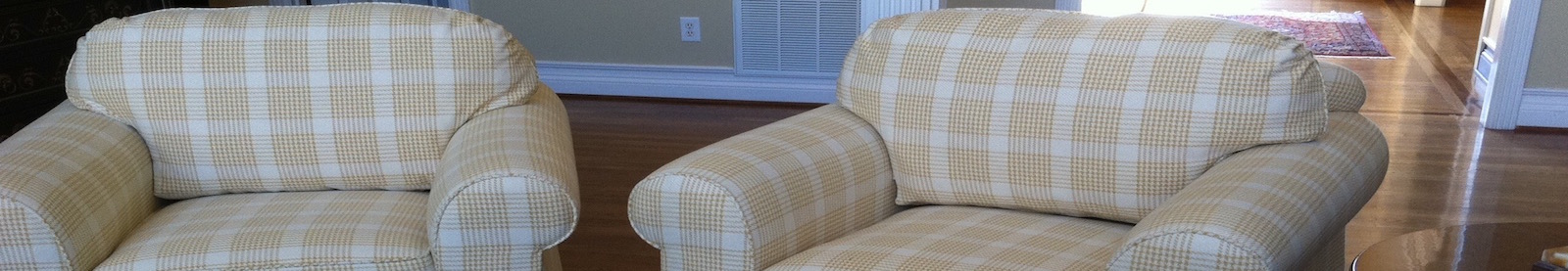 reupholstered water fall club chair